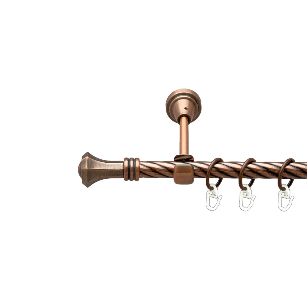 Карниз Orvit Кастелла металевий однорядний відкритий скручена труба кільце металеве Мідь 16 мм 240 см (00-00025162), фото 1