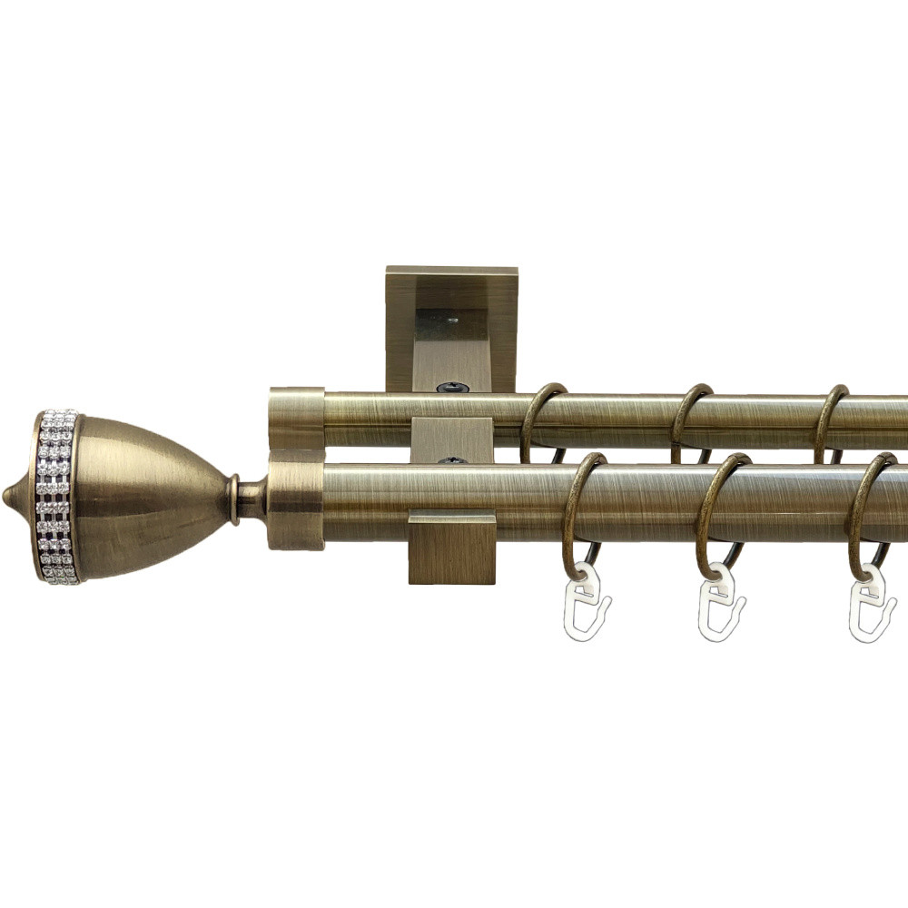 Карниз Orvit Етернія металевий дворядний техно гладка труба кільце металеве Антик 25\19 мм 160 см (00-00025984), фото 1