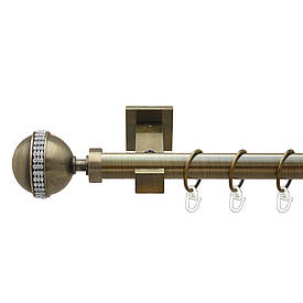 Карниз Orvit Авея металевий однорядний техно гладка труба кільце металеве Антик 25 мм 200 см (00-00025793)