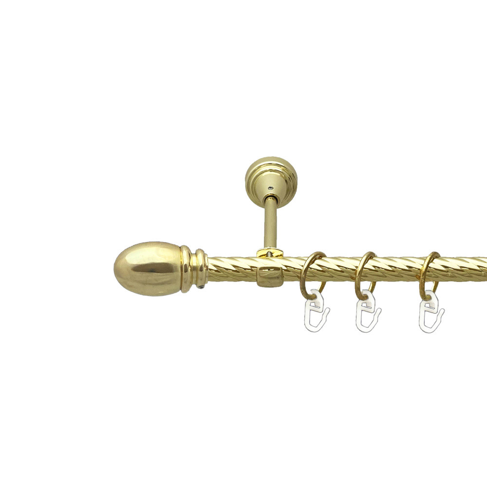 Карниз Orvit Белуно металевий однорядний відкритий скручена труба кільце металеве Золото 16 мм 160 см (00-00024752), фото 1