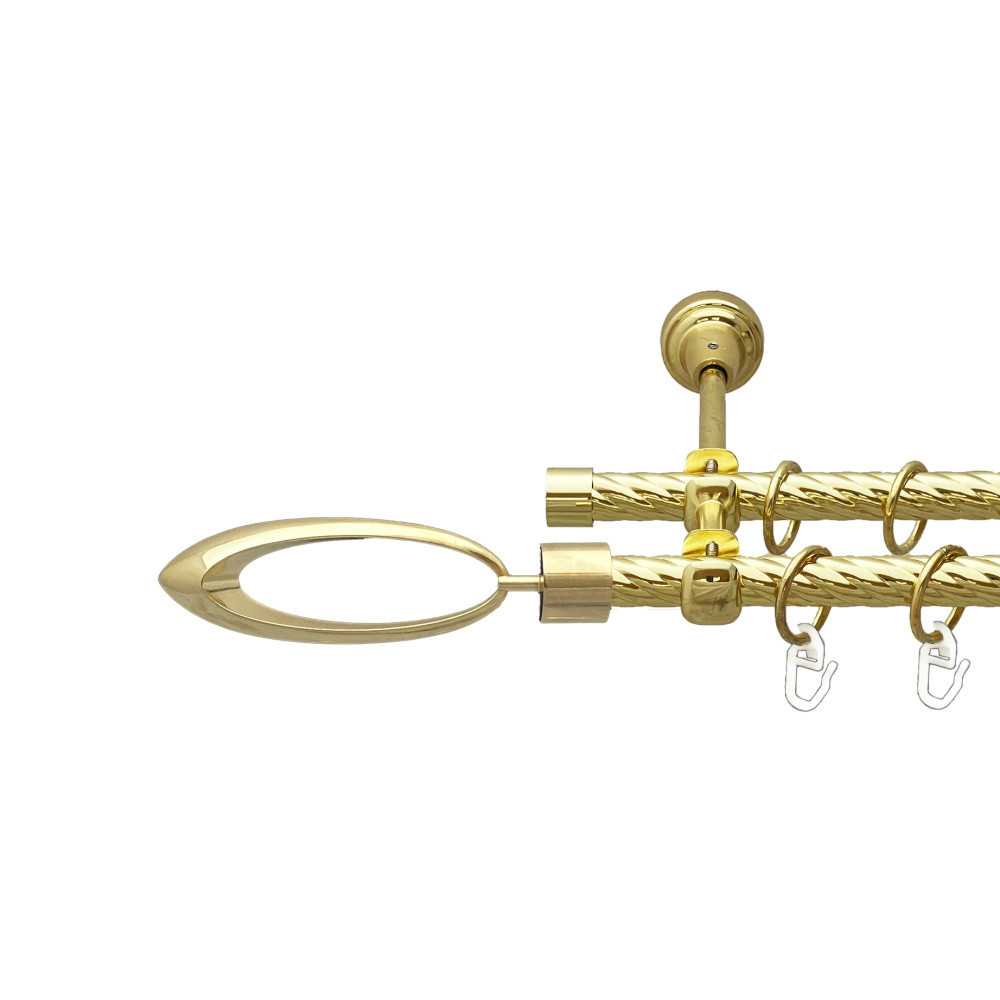 Карниз Orvit Венеція металевий дворядний відкритий скручена труба кільце металеве Золото 16\16 мм 160 см (00-00024896), фото 1