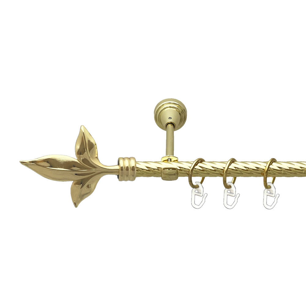 Карниз Orvit Листок Лілії металевий однорядний відкритий скручена труба кільце металеве Золото 16 мм 160 см (00-00024796), фото 1