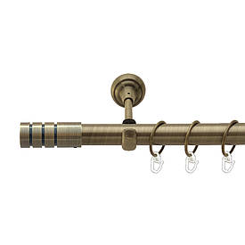 Карниз Orvit Модуло металевий однорядний відкритий гладка труба кільце металеве Антик 25 мм 240 см (00-00025586)