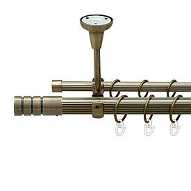 Карниз Orvit Модуло металевий дворядний відкритий до стелі рифлена труба кільце металеве Антик 25\16 мм 160 см (00-00025708)