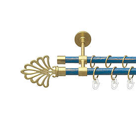 Карниз Orvit Модерн металевий дворядний закритий гладка труба кільце металеве Золото Матове - Блакить 16\16 мм 300 см