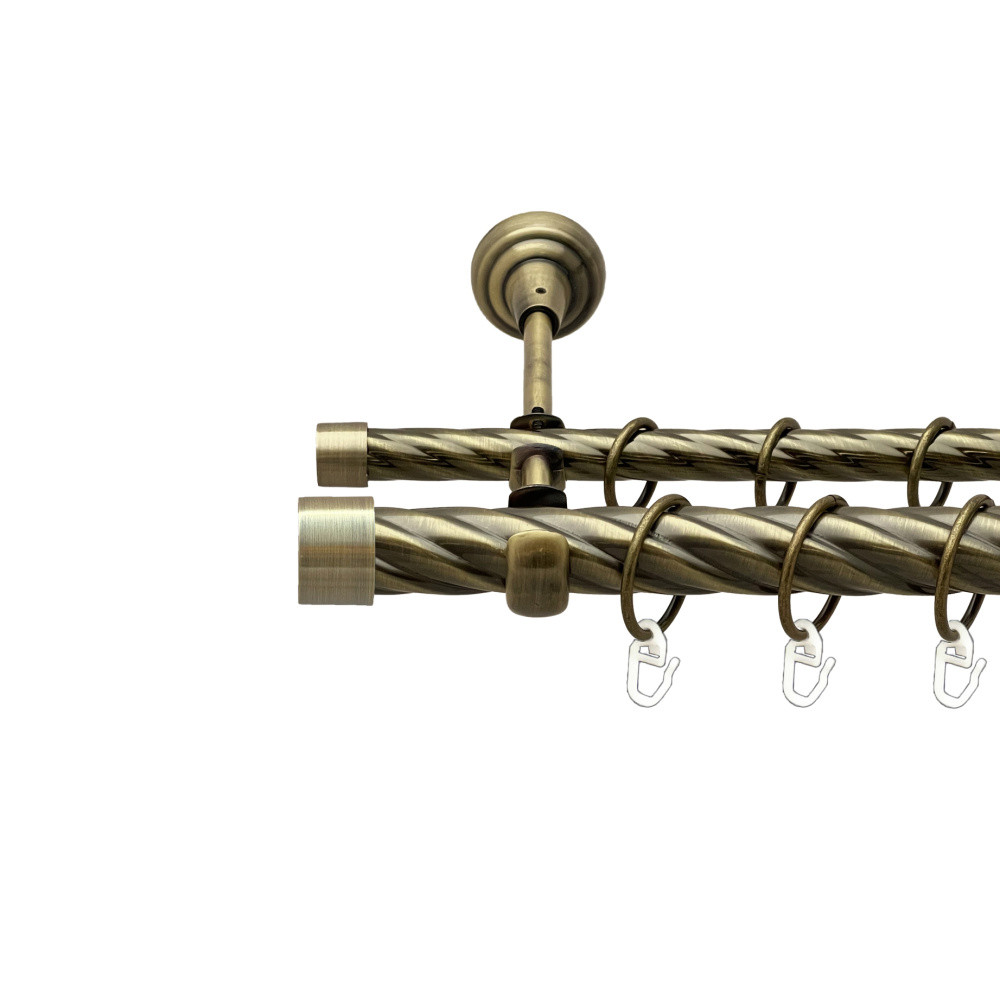 Карниз Orvit Заглушка металевий дворядний відкритий скручена труба кільце металеве Антик 25\16 мм 200 см (00-00025745), фото 1