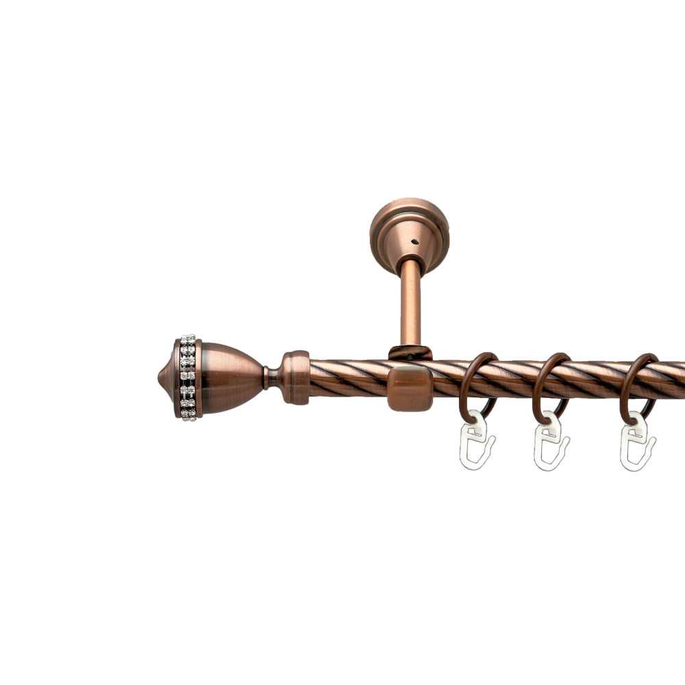 Карниз Orvit Етернія металевий однорядний відкритий скручена труба кільце металеве Мідь 16 мм 160 см (00-00025152), фото 1