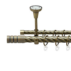 Карниз Orvit Модуло металевий дворядний відкритий до стелі скручена труба кільце металеве Антик 25\16 мм 200 см (00-00025777)