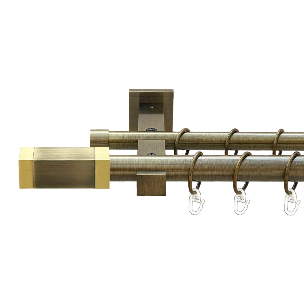 Карниз Orvit Квадро металевий дворядний техно гладка труба кільце металеве Антик 25\19 мм 160 см (00-00025996), фото 1