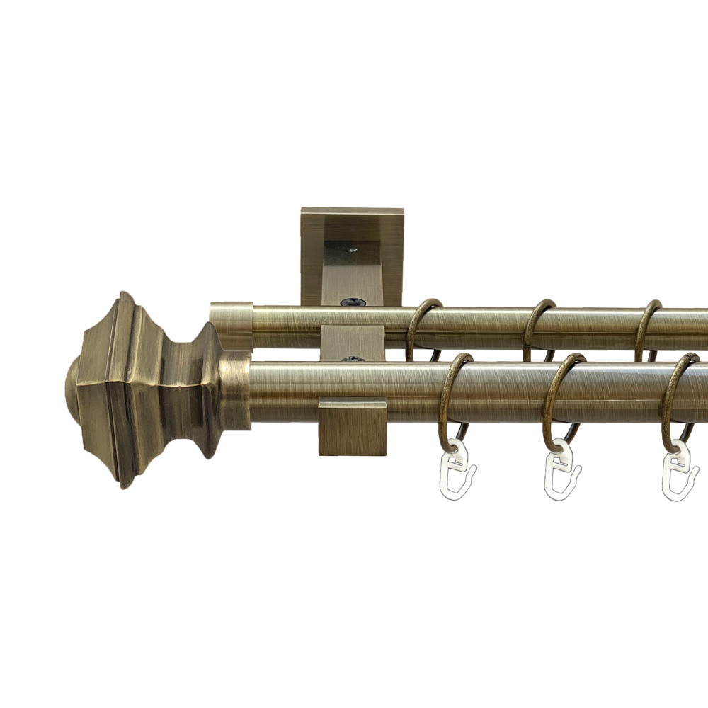 Карниз Orvit Борджеза металевий дворядний техно гладка труба кільце металеве Антик 25\19 мм 240 см (00-00025966), фото 1