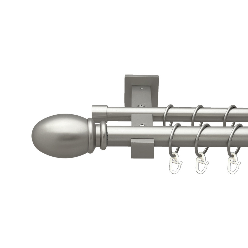 Карниз Orvit Белуно металевий дворядний техно гладка труба кільце металеве Сатин 25\19 мм 200 см (00-00026354), фото 1