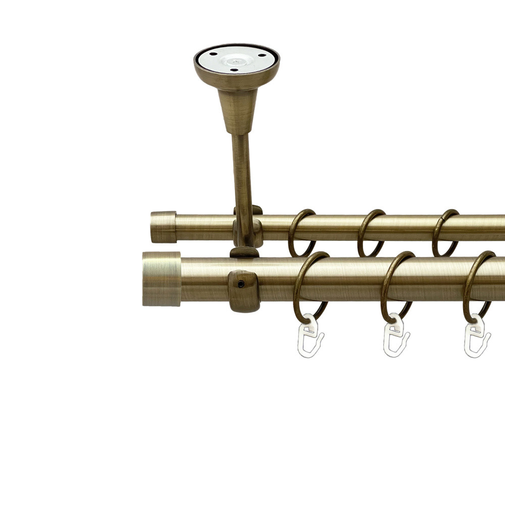 Карниз Orvit Заглушка металевий дворядний відкритий до стелі гладка труба кільце металеве Антик 25\16 мм 300 см (00-00025627), фото 1