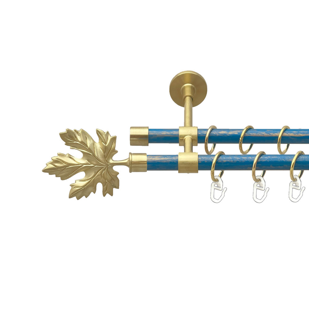 Карниз Orvit Клен металевий дворядний закритий гладка труба кільце металеве Золото Матове - Блакить 16\16 мм 240 см (00-00025046), фото 1