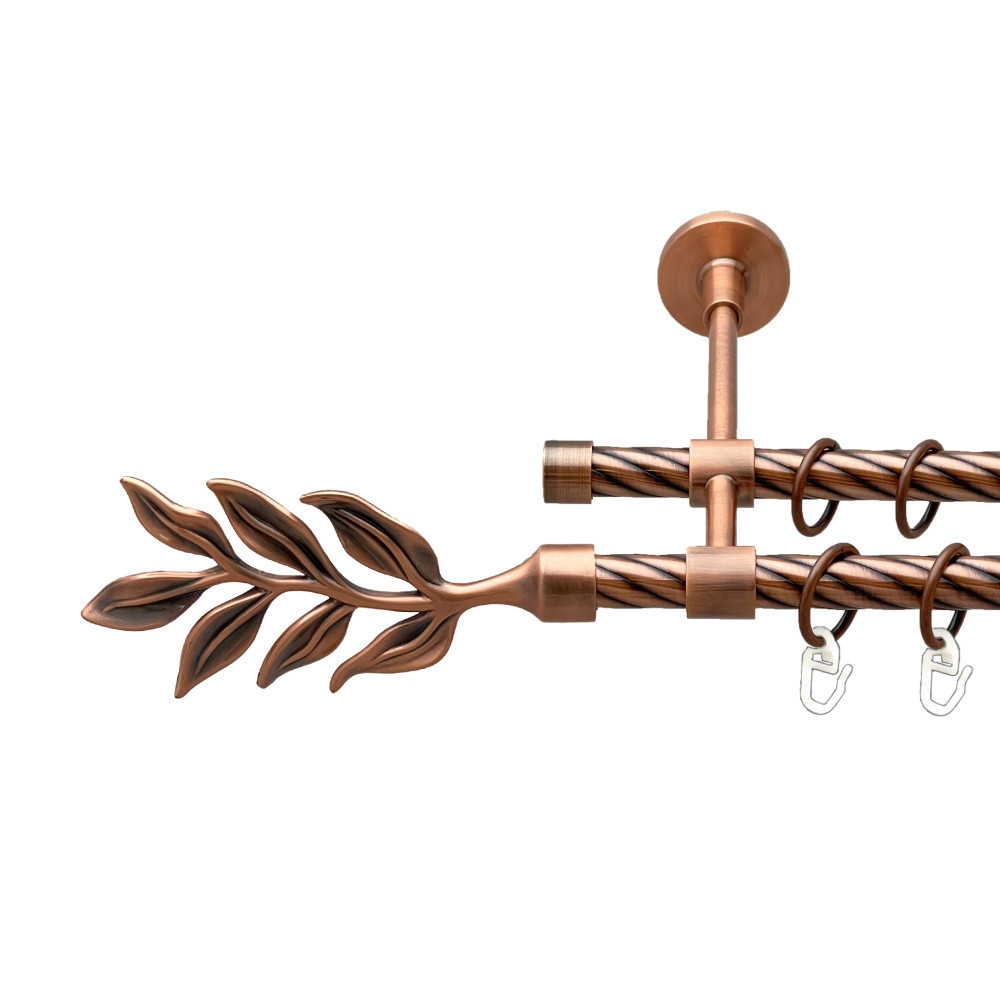 Карниз Orvit Лавр металевий дворядний закритий скручена труба кільце металеве Мідь 16\16 мм 240 см (00-00025309), фото 1