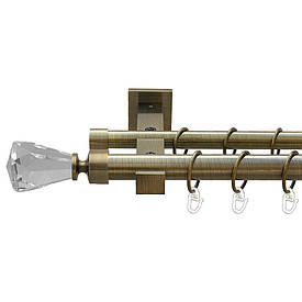 Карниз Orvit Лучетта металевий дворядний техно гладка труба кільце металеве Антик 25\19 мм 240 см (00-00026006)