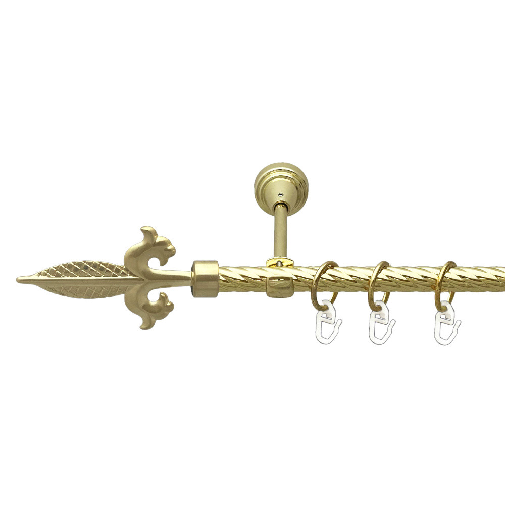 Карниз Orvit Генуя металевий однорядний відкритий скручена труба кільце металеве Золото 16 мм 240 см (00-00024774), фото 1