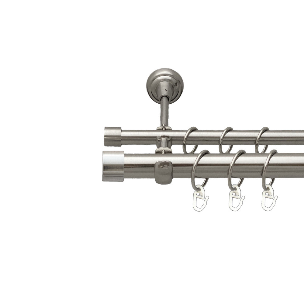 Карниз Orvit Заглушка металевий дворядний відкритий гладка труба кільце металеве Нержавіюча Сталь 25\16 мм 240 см (00-00026611), фото 1