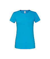 Ультрамаринова футболка жіноча преміум якість Ringspun premium T LADY-FIT Fruit of the loom, фото 2
