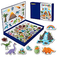 Набір магнітів "Світ динозаврів" 67 елементів магнітна дошка для дітей розвиток творчості безпечні округлі краї