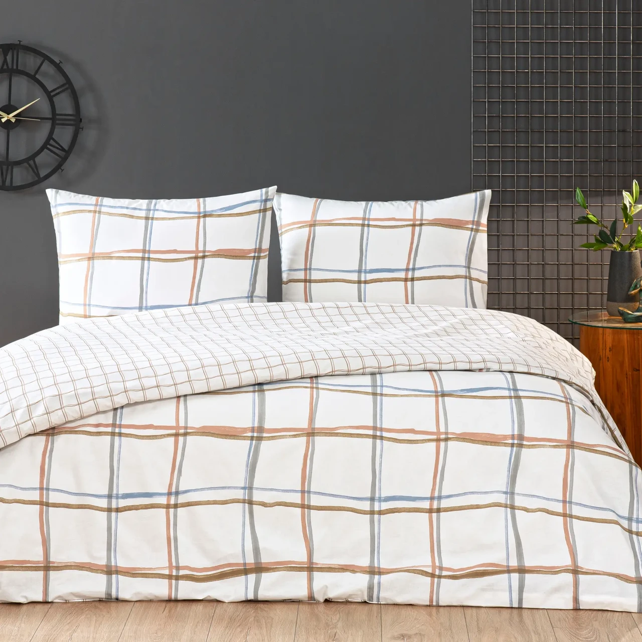 Односпальний комплект TAC Rokkie Ранфорс простирадло на резинці, фото 1