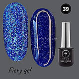 Синій світловідбивний гель лак (яскраво синій) для нігтів Fiery Gel Saga 9мл №39, фото 3
