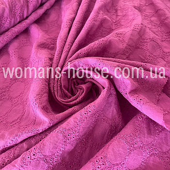 Тканина Батист вишивка коло порожнє Фуксія