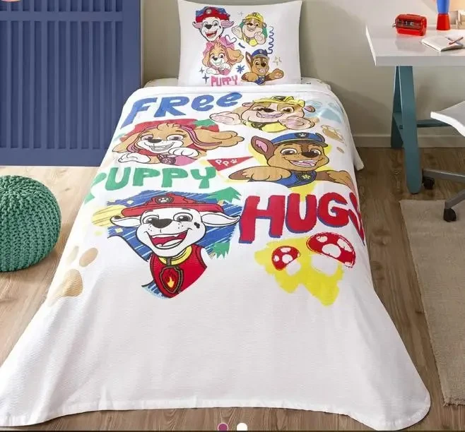 Літній односпальний комплект з покривалом-піке TAC Paw Patrol Free Hugs простирадло на резинці