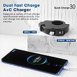 Тонка мотозарядка для телефонів USB на кермо QC3.0 + PD з SAE кабелем і запобіжником, фото 4