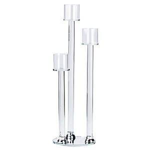 Скляний свічник на три підсвічки в європейському стилі високий канделябр 36.5 - 47.0 - 56.5 см