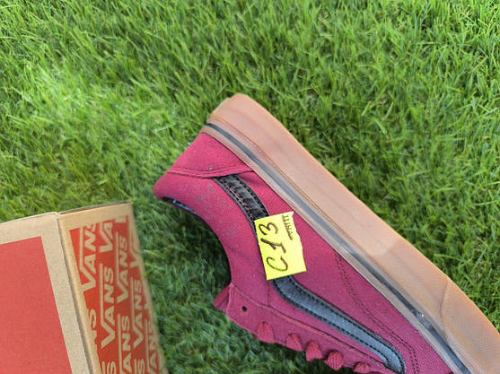 СКИДКА 38 р Кеды Бордо на рыжей подошве Vans Old Skool кроссовки оригинал WineRed / GREY текстиль замша, фото 4