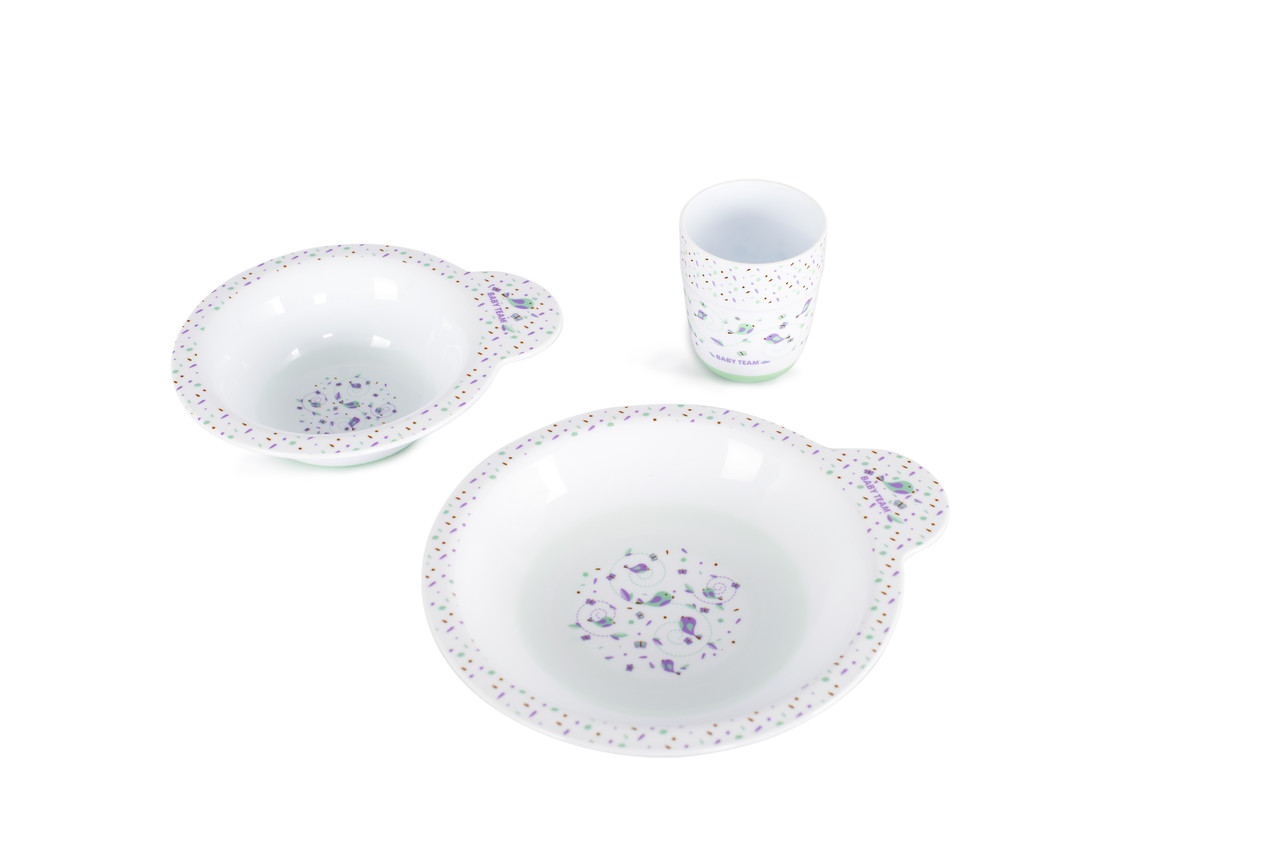 Набір для годування (тарілка, миска, чашка) 6+ Baby team Білий, фото 1