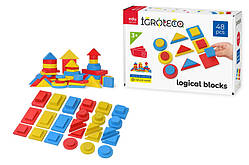Дерев'яна розвиваюча гра Логічні блоки Дьєнеша Нова Українська Школа 48 штук р. 28*20*7см IGROTECO Якість