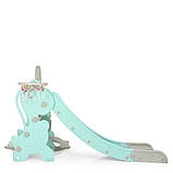 Дитячий ігровий комплекс Bambi 3в1 сіро/бірюзовий (гірка-гойдалка-баскетбол), фото 5