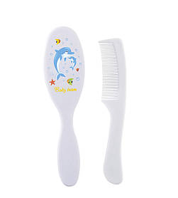 Набір для немовлят гребінець та щітка 0+ Baby team Білий