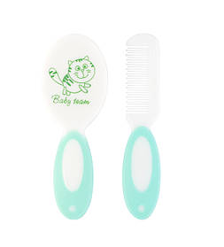 Набір для дітей гребінець та щітка з натуральної щетини 0+ Baby team Бірюзовий
