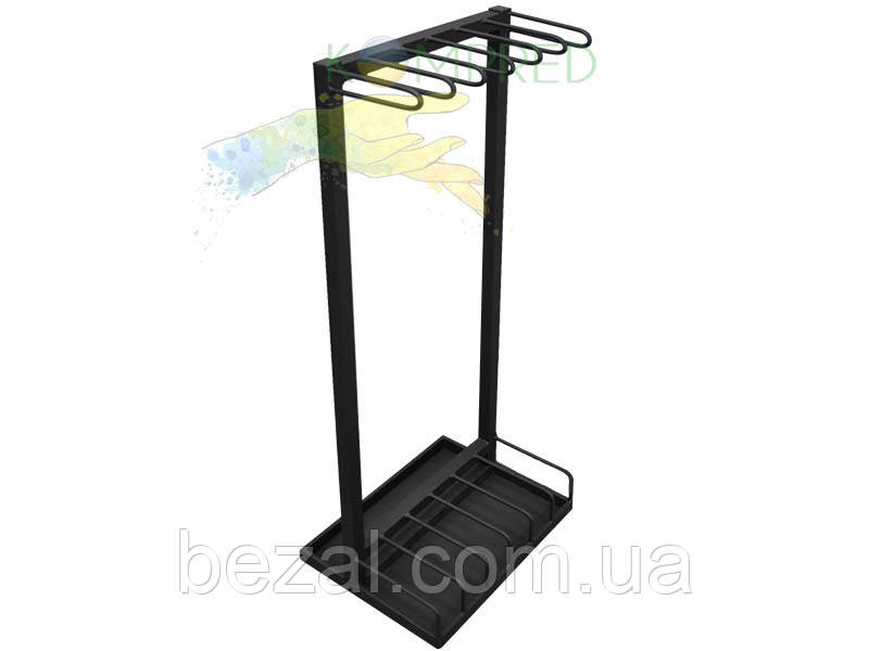 Стійка для бодібарів на шість секцій 450х350х1200 мм чорна OL787, фото 1