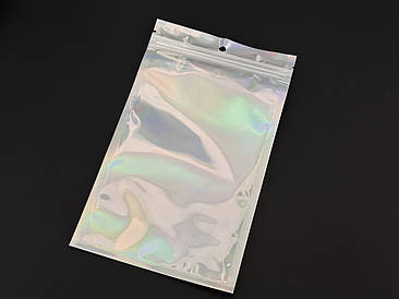 Європакети Поліпропіленові з ZIP-замком і підвісом 12х20см. 100шт/уп. срібно-прозорі