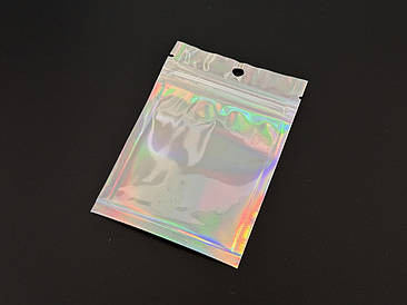 Європакети з ZIP-замком і підвісом Поліпропіленові 7х10 см. . срібно-прозорі