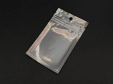 Зіп-Лок пакет із ZIP-замком і підвісом Поліпропіленовий 6х10 см. 100шт/уп. срібно-прозорі