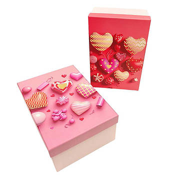 Коробка подарункова прямокутна 19*12*6,5 см серця, асорті 1037Y-203-S