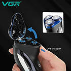 Електробритва VGR V-387 для чоловіків, роторна для вологого та сухого гоління, Бездротова електробритва, фото 4