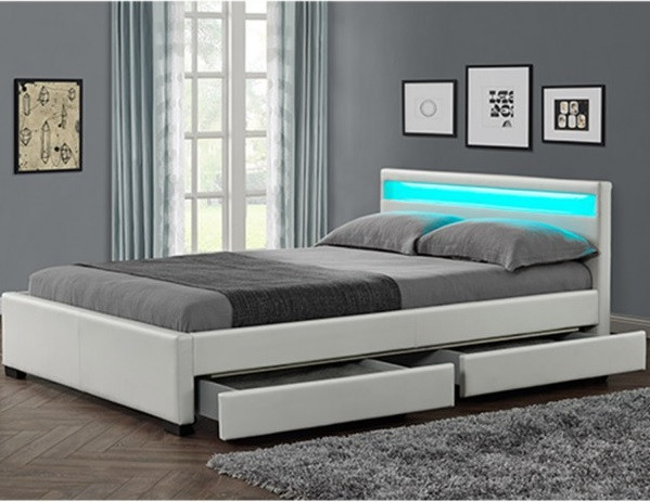 Ліжко двоспальне LYON з екокожи 140х200 див. LED, фото 1