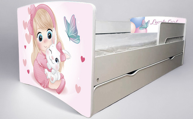 Ліжко для дівчинки Крихітка Baby з шухлядою на ламелях, захисний бортик