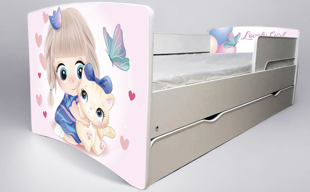 Ліжко для дівчинки Крихітка Baby з шухлядою на ламелях, захисний бортик