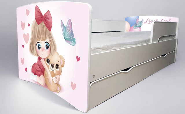 Ліжко для дівчинки Крихітка Baby з шухлядою на ламелях, захисний бортик