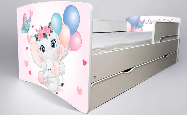 Ліжко для дівчинки Крихітка Baby з шухлядою на ламелях, захисний бортик