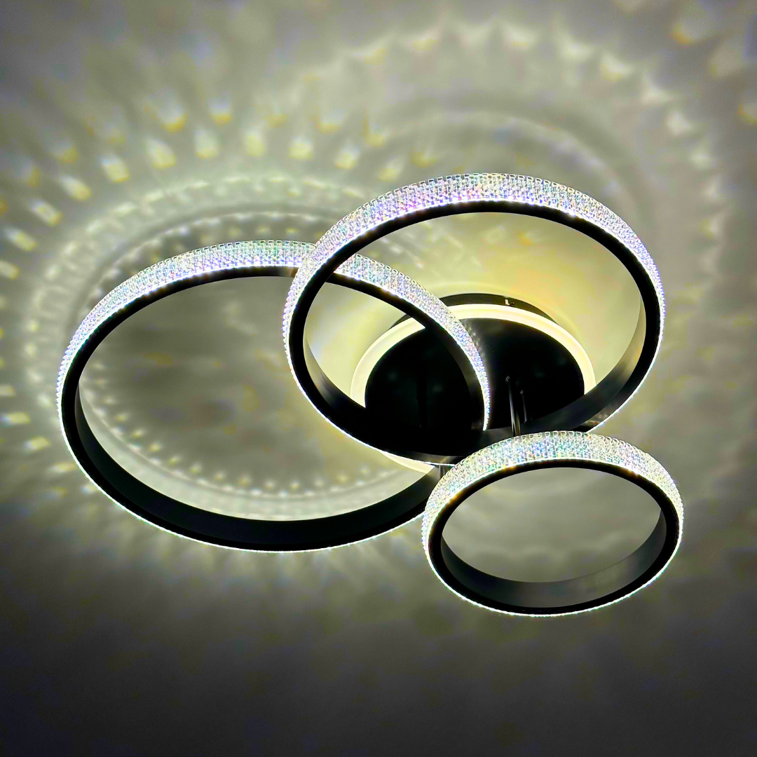 Люстра Led стельова Кільця Diasha 100W до 20 м² колір Чорний 6008/3BK