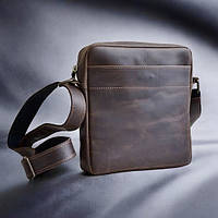 Чоловіча шкіряна сумка крос боді GS коричнева 22*20*5 см