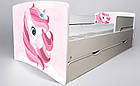 Ліжко для дівчинки Єдиноріг з шухлядою на ламелях + захисний бортик, фото 5