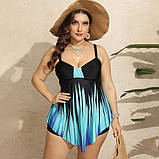 Жіночий купальник великих розмірів з плавками і довга вільна майка з чашками, фото 9